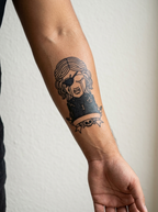 Tatouage Pirate Sombre appliqué sur avant-bras