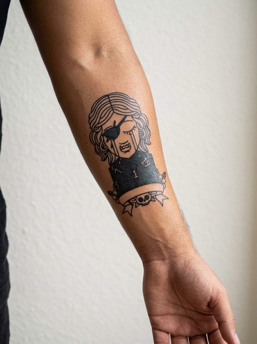 Tatouage Pirate Sombre appliqué sur avant-bras