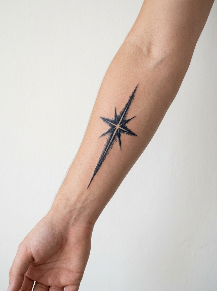 Tatouage Étoile Boréale appliqué sur avant-bras