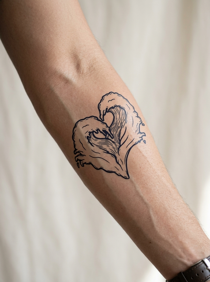 Tatouage Cœur Aquatique appliqué sur avant-bras