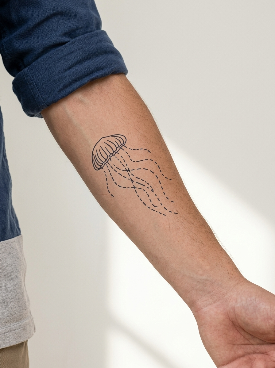Tatouage Méduse Fine appliqué sur avant-bras