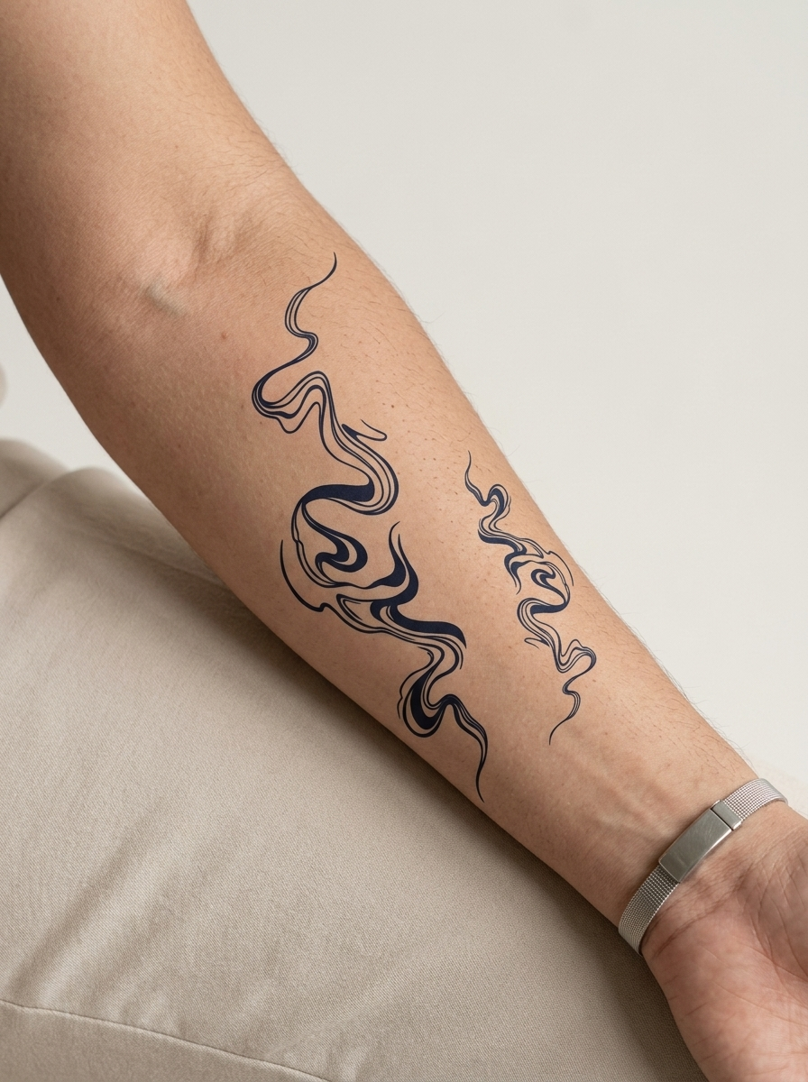 Tatouage Fumée Éthérée appliqué sur avant-bras