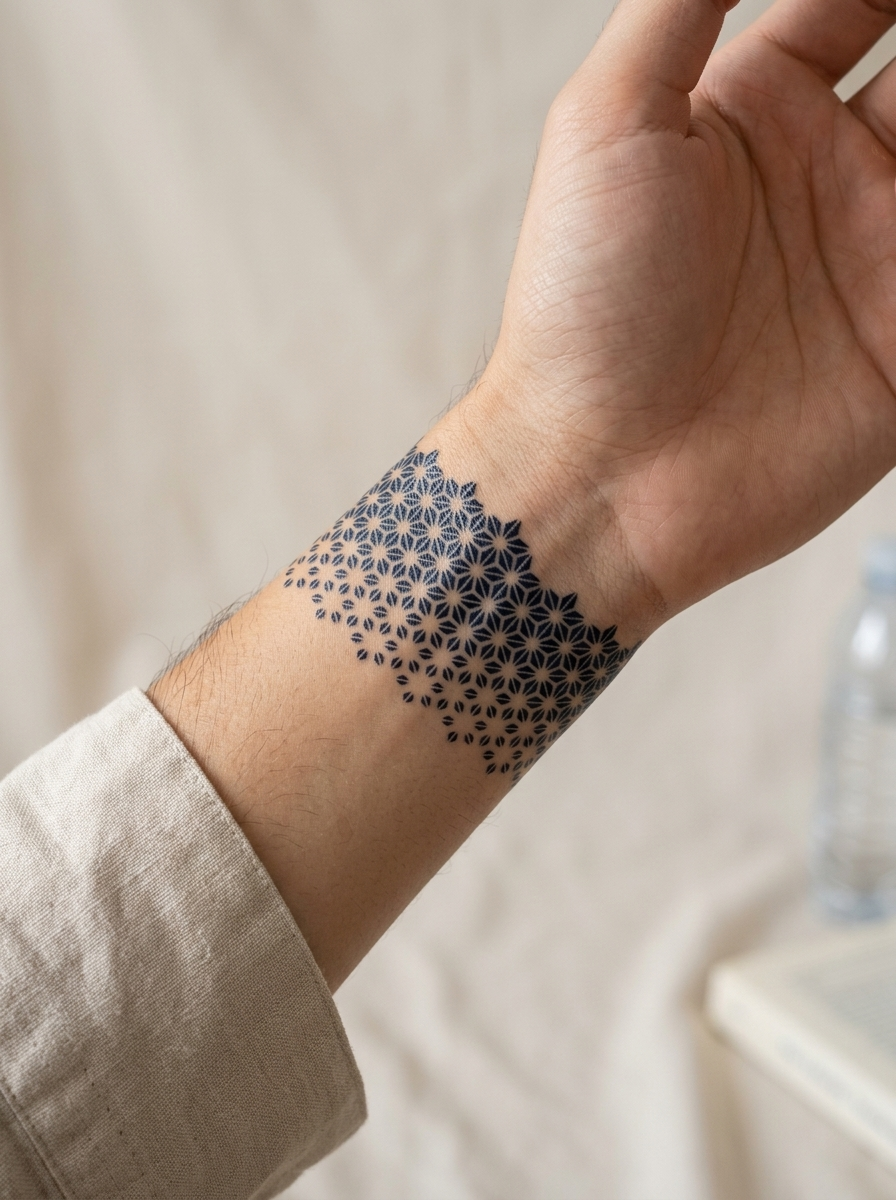 Tatouage Bracelet Fleuri appliqué sur poignet