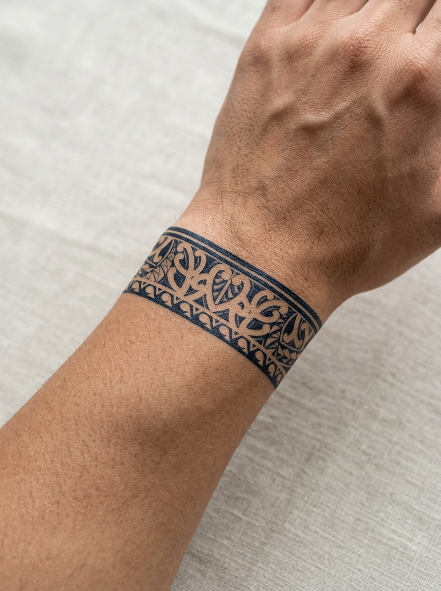 Tatouage Bracelet Jungle appliqué sur poignet