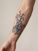 Tatouage Renard Fleuri appliqué sur avant-bras