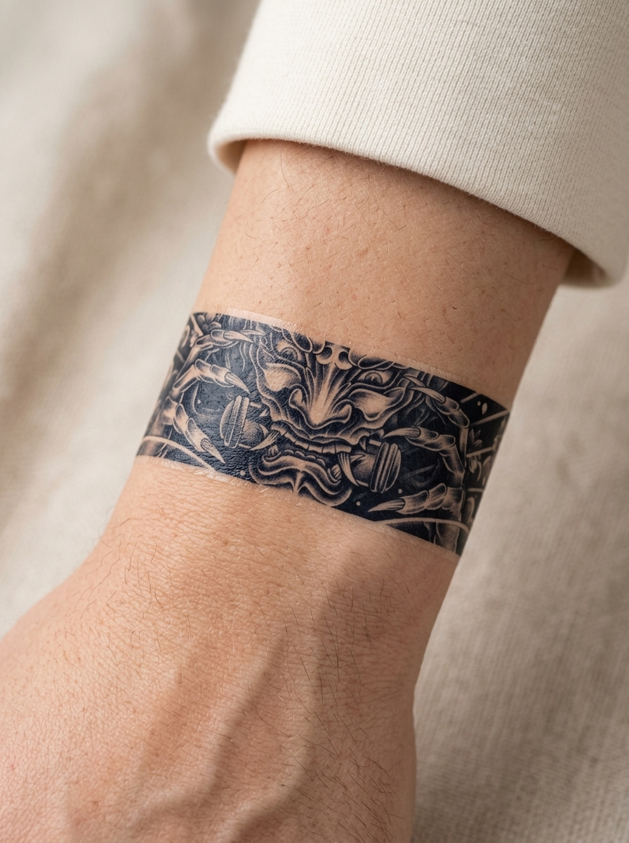 Tatouage Bracelet Nuages Mystiques appliqué sur poignet