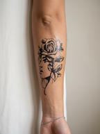Tatouage Visage Fleuri appliqué sur avant-bras