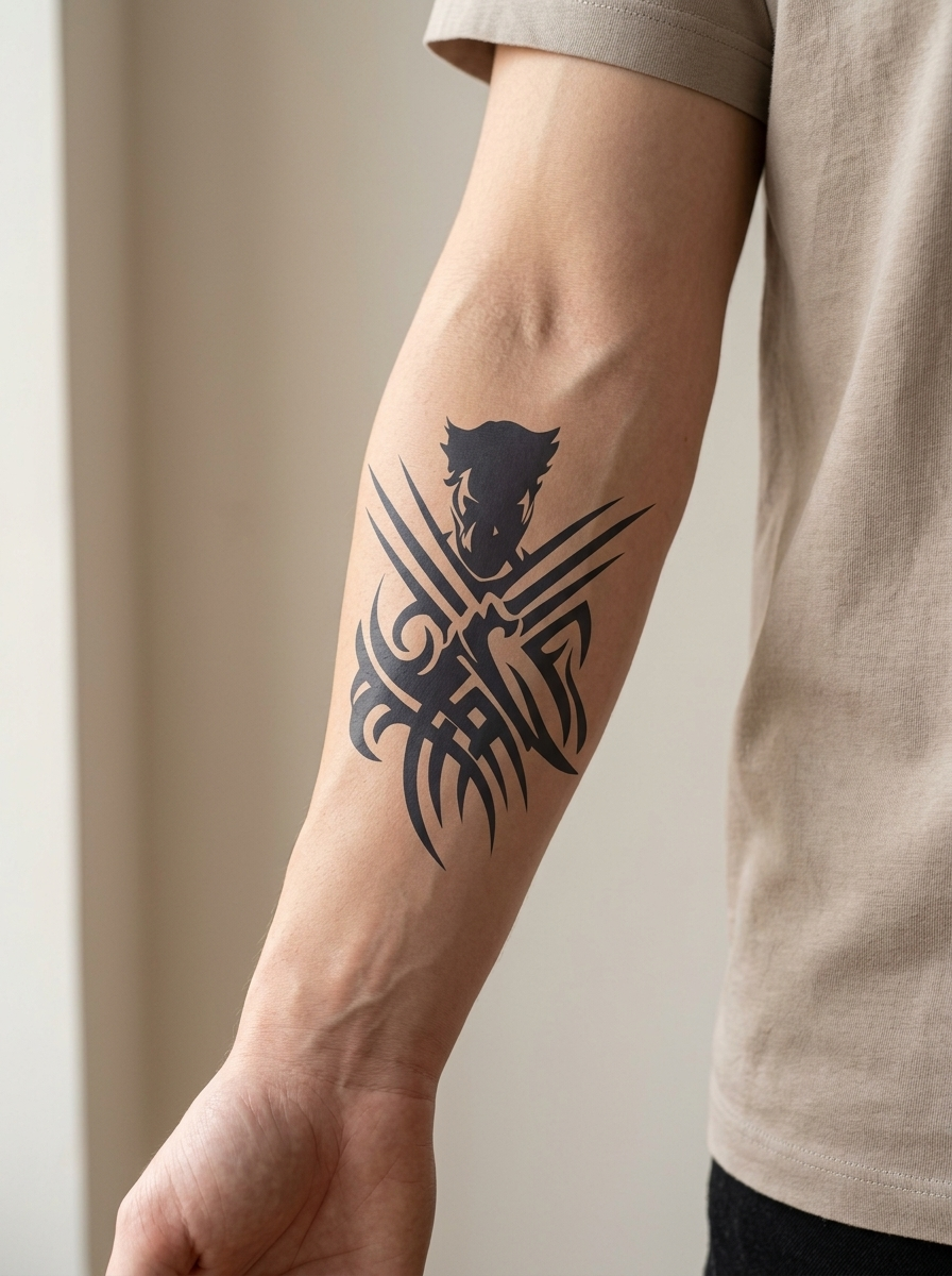 Tatouage Tribal Griffes appliqué sur avant-bras