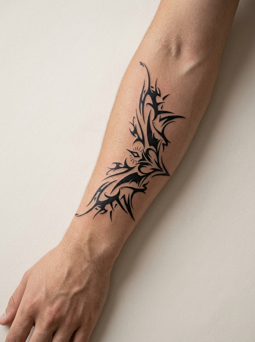Tatouage Ailes Tribales appliqué sur avant-bras
